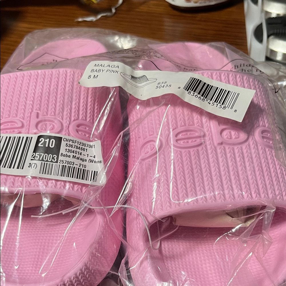 Bebe Baby Pink Embossed Slides